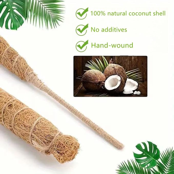 Moss Pole,63 Inch Monstera Plant Support, Upgraded 7mm Aluminum core Moss Poles for Climbing Indoor Plants DIY, Coco Coir Plant Pole Moss Plant Stick Support Stake Kit for Potted Plants Pothos