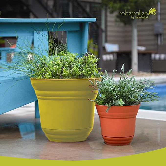 Headwind Traverse Planters – 5" 2 Pack Plastic Plant Pot in Meadow Green - Indoor & Outdoor Pots for Plants with Drainage - Decorative Plant Pot, Flower Pots Outdoor for Garden by Robert Allen