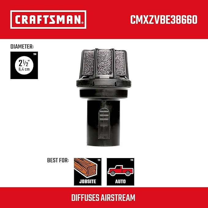 CRAFTSMAN CMXZVBE38660 2-1/2 in. Muffler Diffuser Wet Dry Vac Attachment, Industrial-Grade Shop Vacuum Accessory for Diffusing the Airstream While Cleaning, Fits 2-1/2 in. Hose Diameter