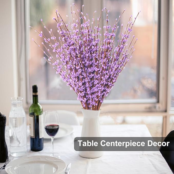 10 Pcs 30" Long Jasmine Artificial Flowers Fake Flowers Dry Branches Stem for Home Office DIY Floral Art Plant Wedding Table Centerpieces Party Vase Decoration (Macaron Purple)