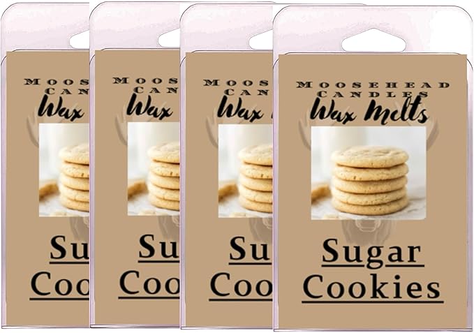 Moosehead candles Warm Sugar Cookie Wax Melts – 4 Pack Bakery Scented Soy Wax Cubes | Sweet Vanilla, Buttery Dough, Fresh Baked Aroma | Pet Safe, Long Lasting Wax Melts for Warmers, Handmade in USA