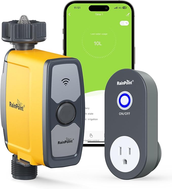 RAINPOINT WiFi Water Timer, Smart Hose Timer for Garden Hose with App & Voice Control, Automatic Irrigation System Based on Weather for Lawn Yard Garden
