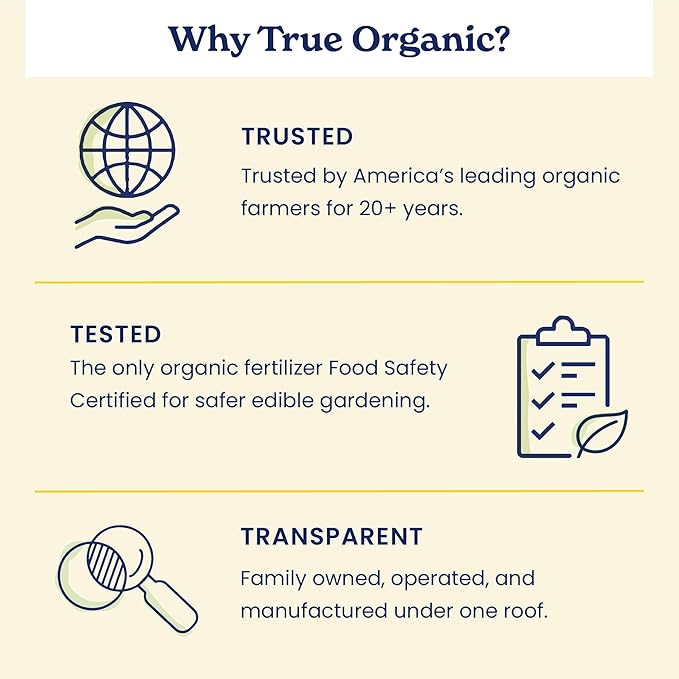 True Organic Fruit & Nut Food – Organic Fertilizer for Productive Tree Growth – Prevent Blossom End Rot – 12lb Bag Covers 210 Sq. Ft.