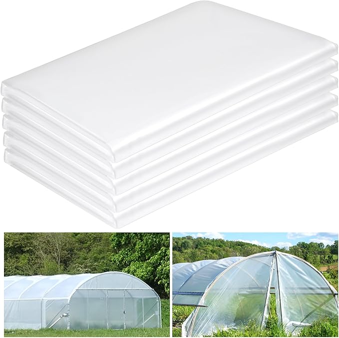 12 x 50 FT Clear Greenhouse Plastic Sheeting, 6 Mil Polyethylene Film Heavy Duty, Water Sun Frost Wind Dust Resistant Winter Hoop House Toughness Plastic Cover for Farming, Gardening, Agriculture,DIY