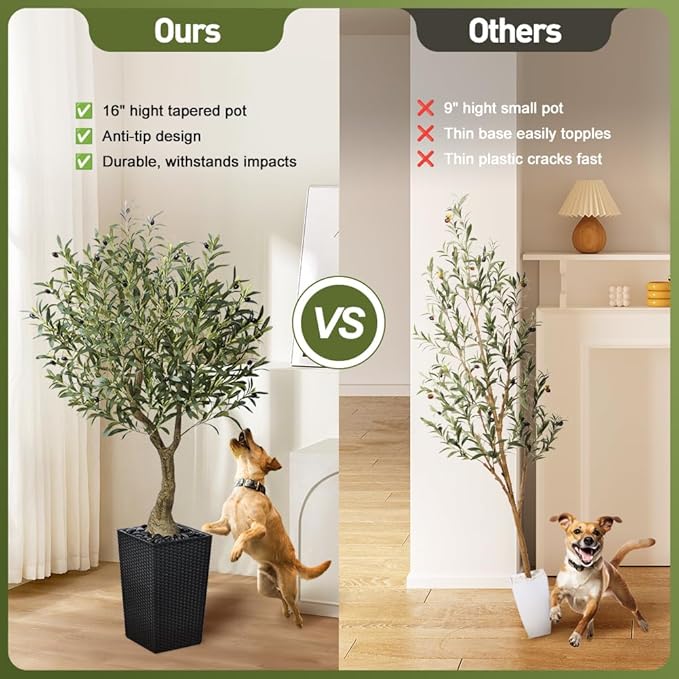 VeriNatural Artificial Olive Tree 5ft, Tall Fake Tree for Indoor & Outdoor Decor with Black Pot & Pebbles, UV Resistant Silk Leaves, Realistic Faux Potted Plant for Living Room,Office,Home Decor,VN137