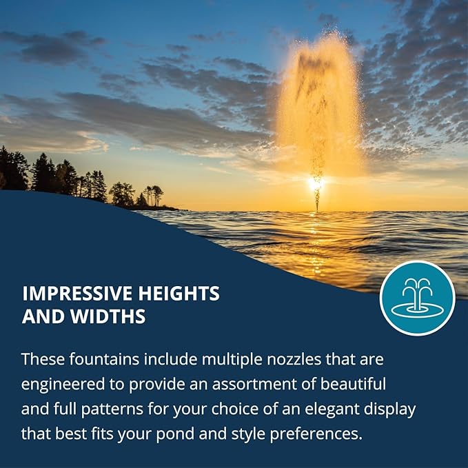 Kasco 3/4 HP J Series Decorative Fountain - 120V with 150 Ft Electric Power Cord | Pond and Lake Fountain | Efficient Pond Aerator Outdoor