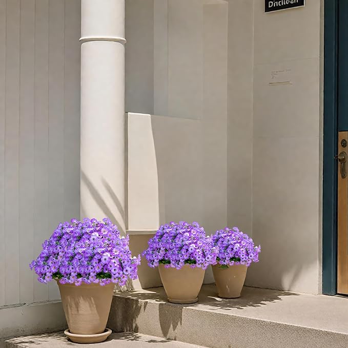 VDVST Artificial Flowers for Outdoors,UV Resistant Artificial Outdoor Flowers,Not-Fading Faux Flowers for Outdoor Planters Front Door Porch Yard Patio Garden Home Decor,12 Bundles(Gradient Purple)