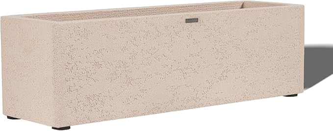 TerraDeco 31 Inch Rectangular Concrete Planter,Durable All-Weather Use with Drainage Holes,Large Rectangular Planter for Outdoor Indoor Plants