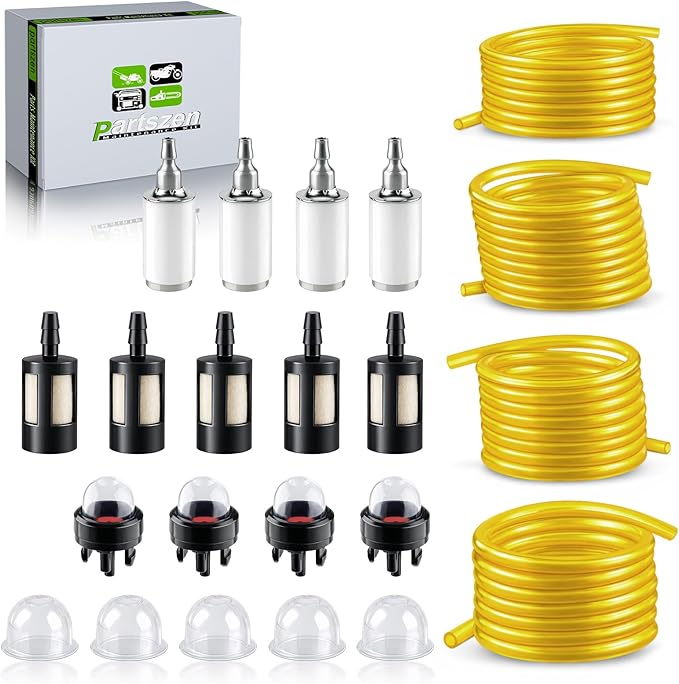 4 Sizes 4 Feet Fuel Line Hose for Zama Stihl Homelite Poulan Craftsman Husqvarna String Trimmer Chainsaw Blower Small Engine with Fuel Filters,Snap in Primer Bulb,Primer
