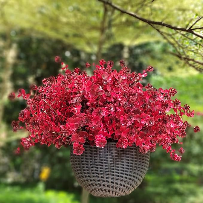 Grunyia Artificial Mums Flowers Outdoor Plastic Plants - 12 Bundles Outside Face Fake Fall Flowers Greenery UV Resistant No Fade Faux Shrubs Home Garden Porch Patio Office Thanksgiving