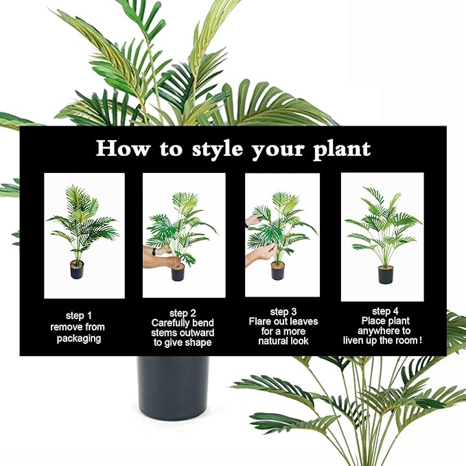 iAngeTou 2Pcs 28" Artificial Palm Trees in Pot - Faux Areca Plants for Indoor & Outdoor Decor, Perfect for Home, Office, Living Room, Kitchen, Balcony | Ideal Housewarming Gift