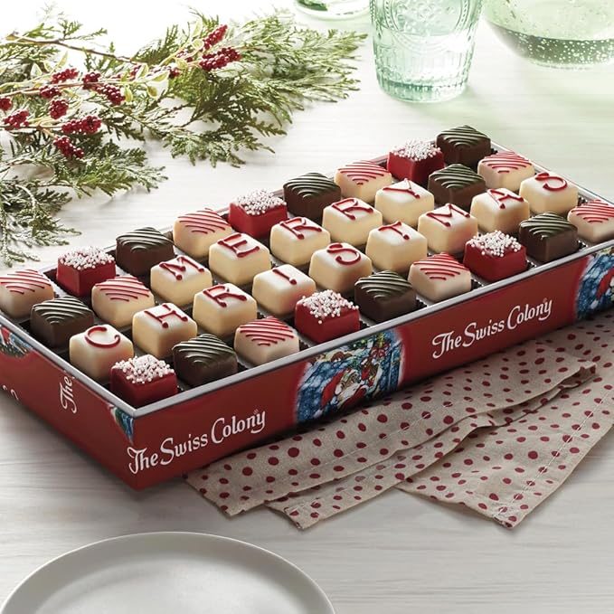 5 Holiday Gift Boxes - The Swiss Colony Merry Christmas Petits Fours 5-Gift Bundle Gourmet Mini Layer Cakes in Red Velvet, Strawberry, Chocolate, and Vanilla