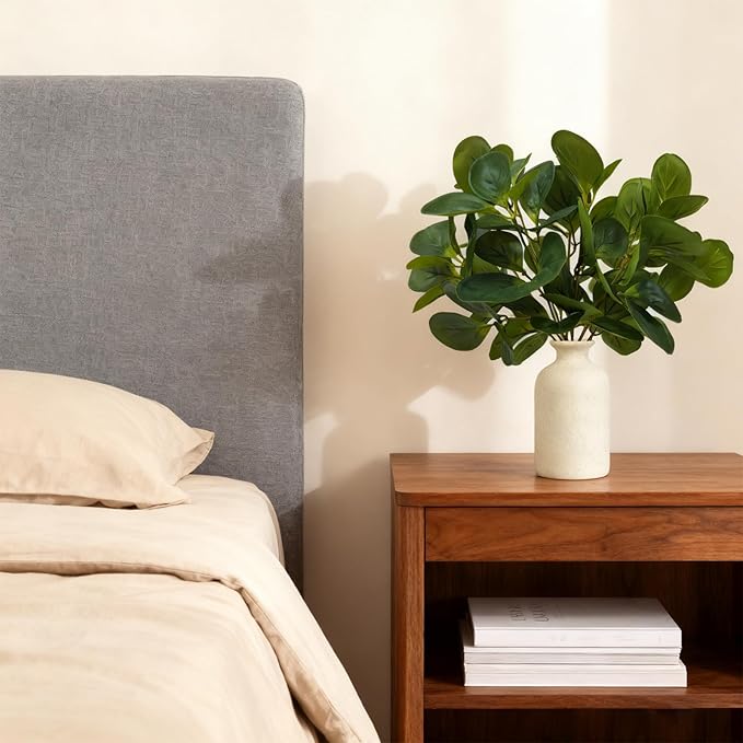 Haiyxinn Small Fake Plant in Ceramics Pot, Eucalyptus Potted Artificial Plants Indoor 14" Artificial Greenery UV Resistant Faux Eucalyptus Plant for Bathroom Shelf Office Desk Table Home Decor