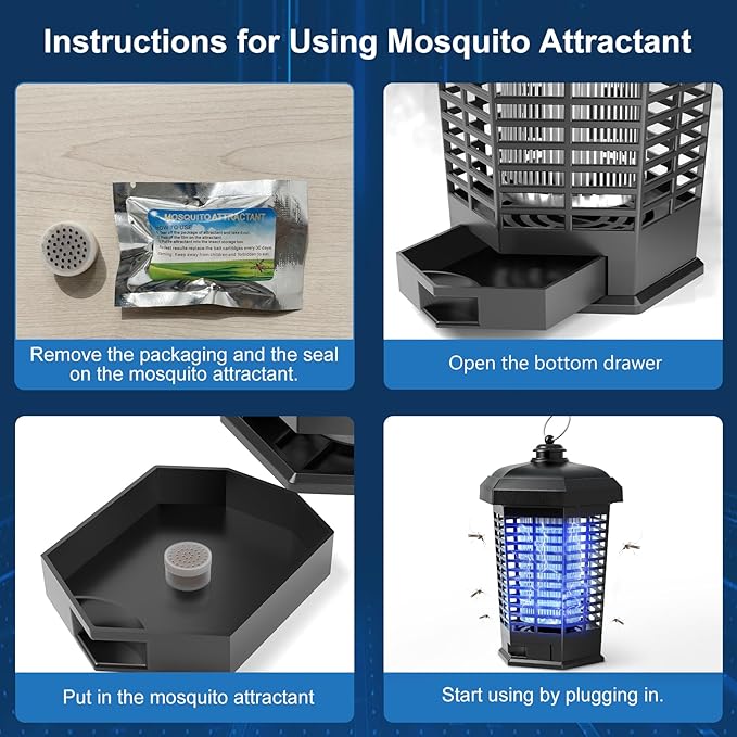Bug Zapper Outdoor, Mosquitos Zapper, Flying Insects for Indoors 4200V Electric Mosquito Traps 15w Insect Control, Fly Zapper, Insect Trap for Yard, Electric Mosquito Killer for Home