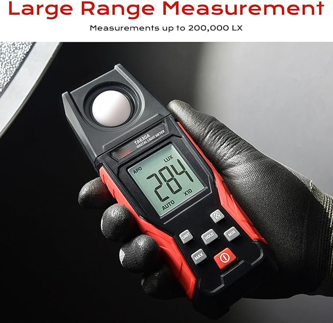 Luocute Digital Illuminance Light Meter, 0.1 to 200000LX Meter with LCD Screen and Data Hold for Photography Plants LED Lights Indoor Outdoor