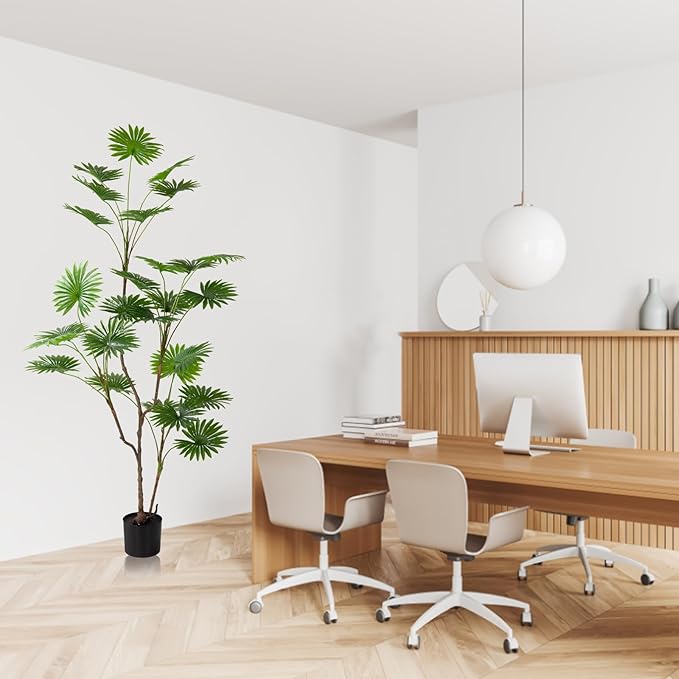 Metach transforms Your Space with Our Large Fake Palm Trees - Tall and Lush Betel nut Trees Both Indoors and Outdoors! Light Colored Artificial Palm Tree, Creating a Tropical Atmosphere 2-Piece Set