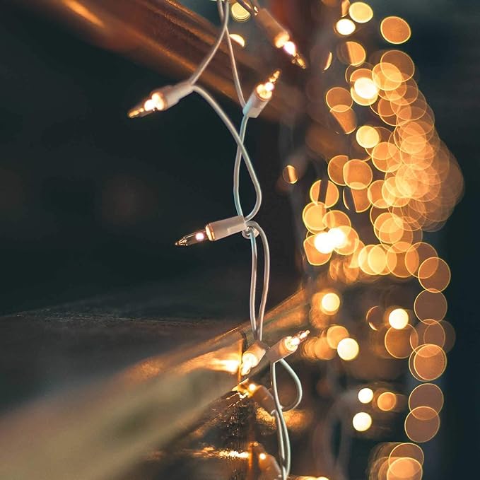 2 Pack 50 Count Christmas String Lights Clear Warm White Mini Lights Plug Powered Waterproof for Indoor and Outdoor Use, 12 Feet for Christmas Tree Party, Wedding Holiday Patio Xmas Decorations