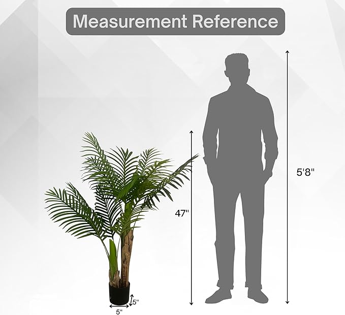 XBrand 47.2-Inches Artificial Palm Tree in Pot for Indoor Outdoor Home Office Store, Great Housewarming Gift