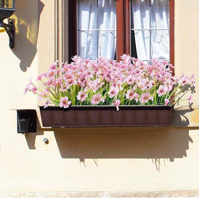 JEMONG 20 Bundles Artificial Flowers Outdoor UV Resistant Fake Flowers No Fade Faux Plastic Plants Garden Porch Window Box Decorating(Pink)…