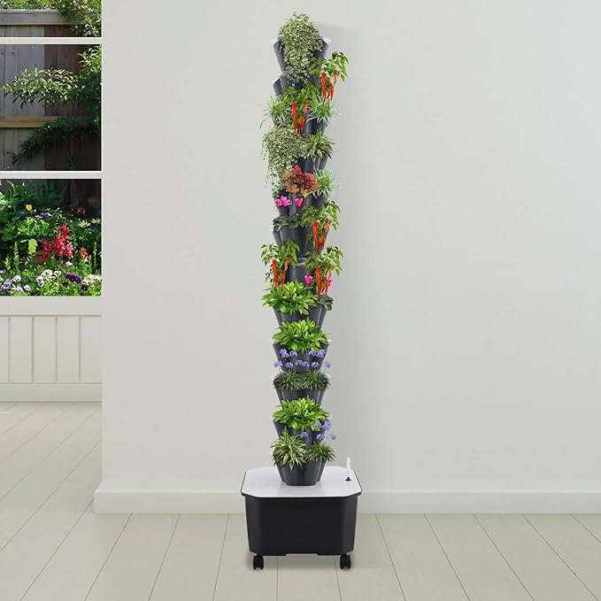 Hydroponics Growing System, 12 Layers 60 Plant Sites Indoor Hydroponic Tower with Water Pump, Vertical Garden Planter with Wheels, Hydroponic Germination Kit for Gardening Lover