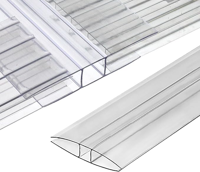 Polycarbonate Greenhouse Panels Connectors - 0.4" Thick, Fit 10mm or 8mm Twin-Wall Polycarbonate Panels, Join 2 Pieces of Panels Together, 4-Foot Length, 10 Pieces (H Connectors 10mm-4ft)