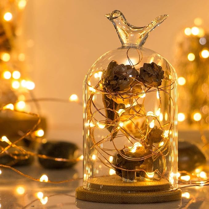 Sanniu Led String Lights, Mini Battery Powered Copper Wire Starry Fairy Lights, Battery Operated Lights for Bedroom, Christmas, Parties, Wedding, Centerpiece, Decoration (5m/16ft Warm White)