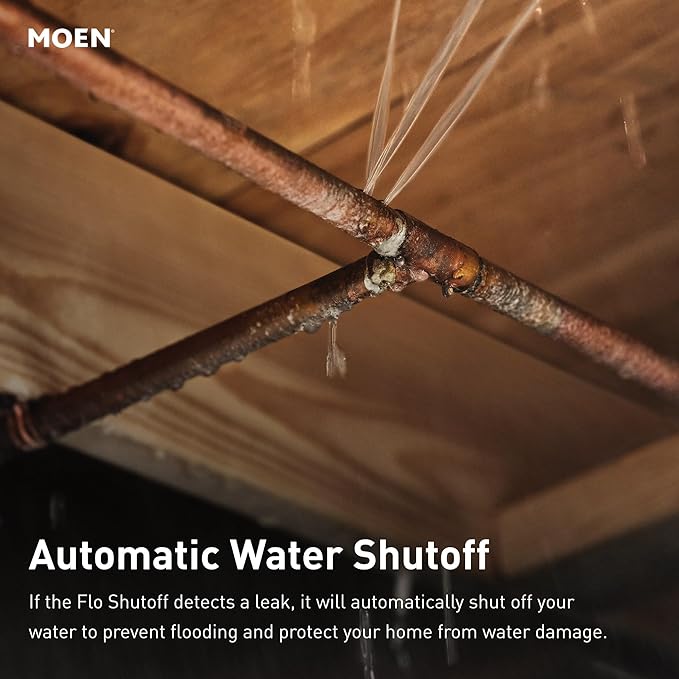 Moen Flo Smart Water Monitor and Automatic Shutoff Sensor, Wi-Fi Water Leak Detector for 3/4-Inch Diameter Pipe, 900-001
