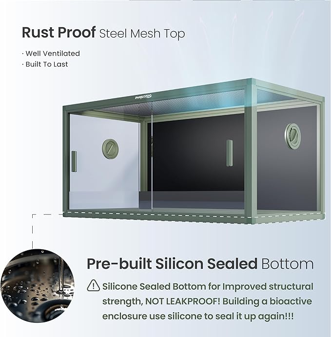 Phailozoo 50 Gallon Bearded Dragon Tank, Reptile Enclosure for Easy Maintenance, Front Opening Reptile Tank with Top Screen Ventilation & Glass Sliding Door 36''x18''x18''
