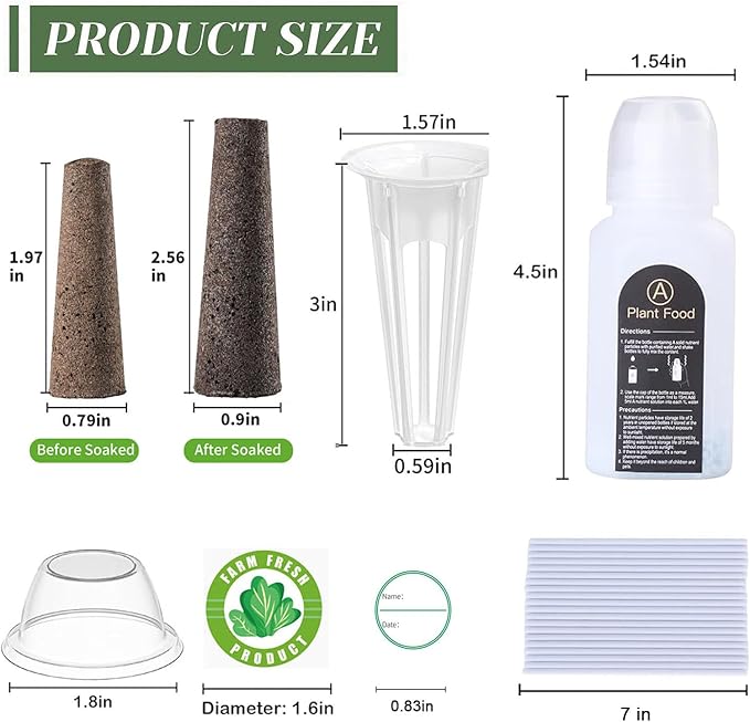 Indoor Hydroponic Growing Kit, Includes 36 Growing sponges, Plant Support Frame & Nutrient Solution Set. Features Replaceable Growing sponges and Seed pods, Compatible with All Brands.
