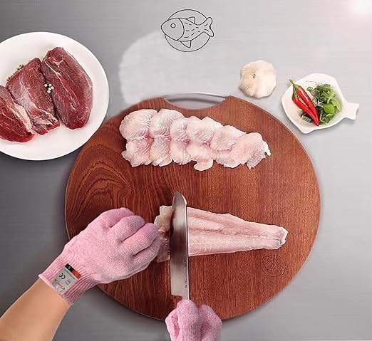 Cut Resistant Gloves, 2 Pairs of Food Grade Cut Resistant Gloves, Cutting Gloves for Kitchen, Oyster Shucking, Fish Fillet Processing, Carving Wood and Gardening(Medium-Pink)