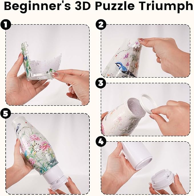 MYLARREN 3D Puzzle Vase for Adults & Kids, 152 Pcs 3D Puzzle Planter Vases for Flowers, Arts and Crafts for Kids 4-6, Adults, Girls, Cute Unique Flower Vases with Night Light(Sunflower)