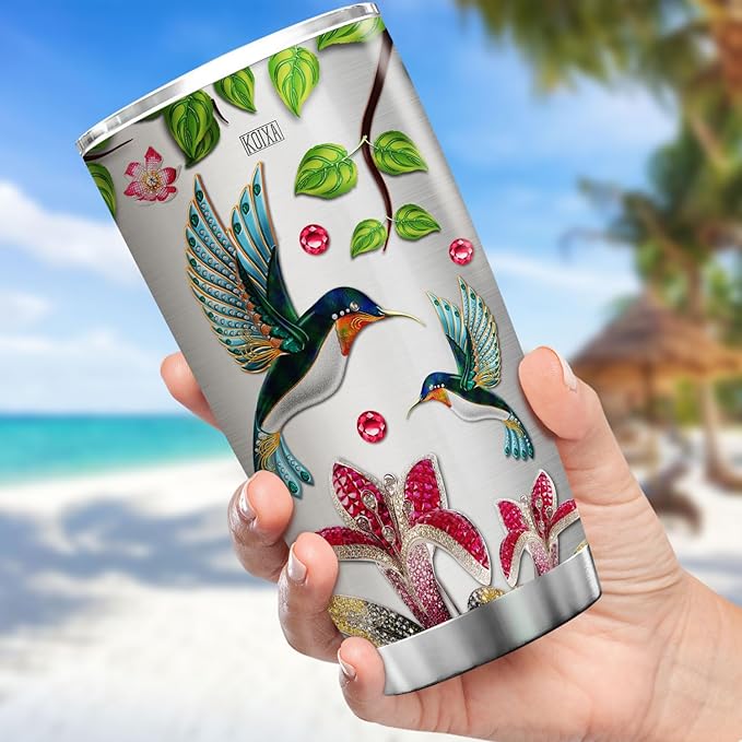 Personalized Photo Coffee Tumbler Hummingbird Custom Name Birthday Gifts For Women Friend Travel Mug With Lid Insulated Cup Cold Steel Tumblers Inspirational Quotes Jewelry Styles