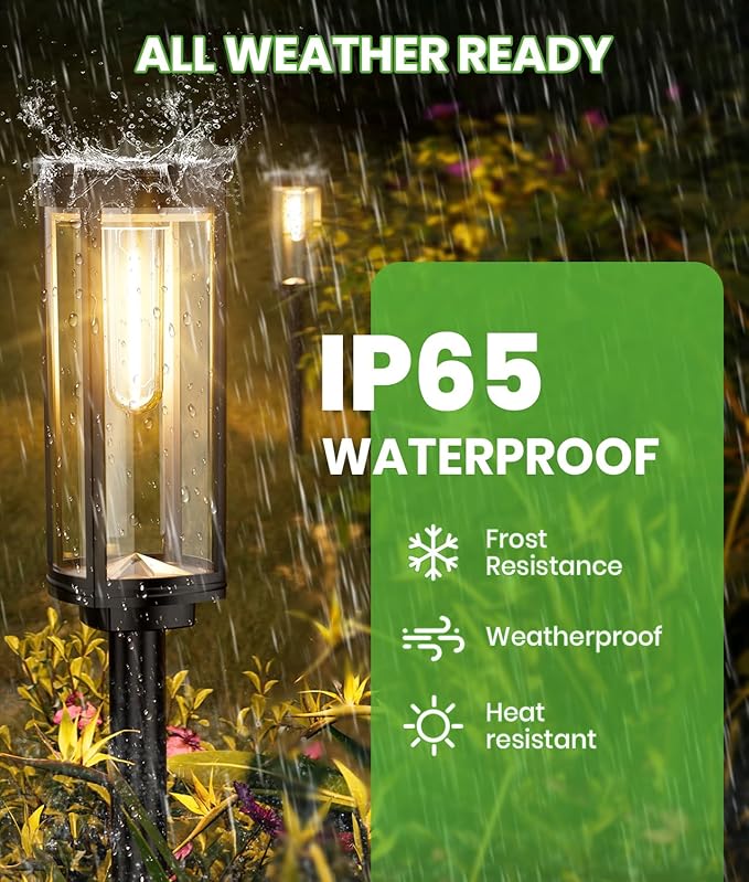 BITPOTT Solar Pathway Lights Outdoor, 4 Pack Bright Solar Powered Garden Lights Waterproof IP65, Long Lasting Outdoor Light for Yard Garden Walkway Landscape Lawn Patio
