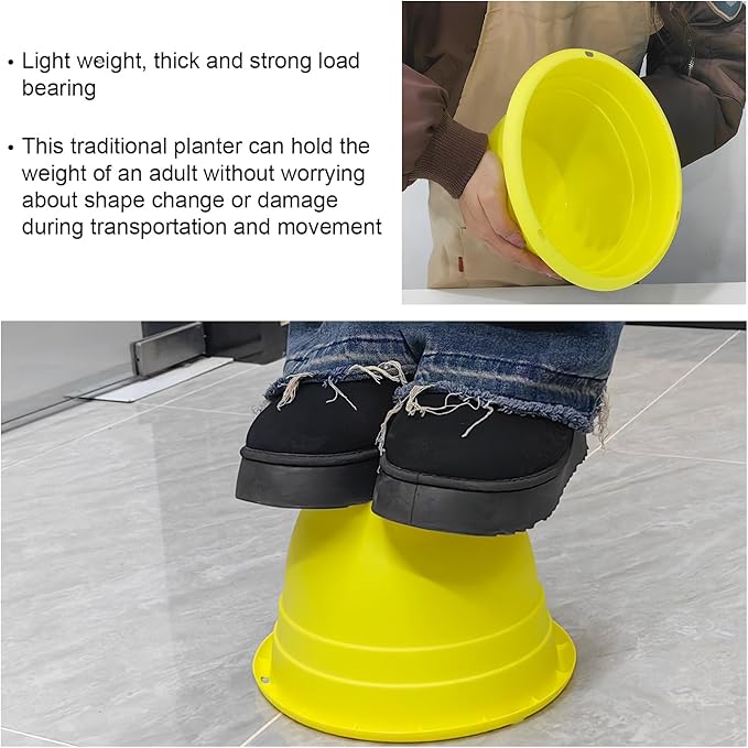 RooTrimmer Plant Pots Set of 5 for Indoor & Outdoor Plants,10 Inch Lightweight Plastic Planters with Drainage Holes,Flower Pots for Healthy Root Growth(Yellow)
