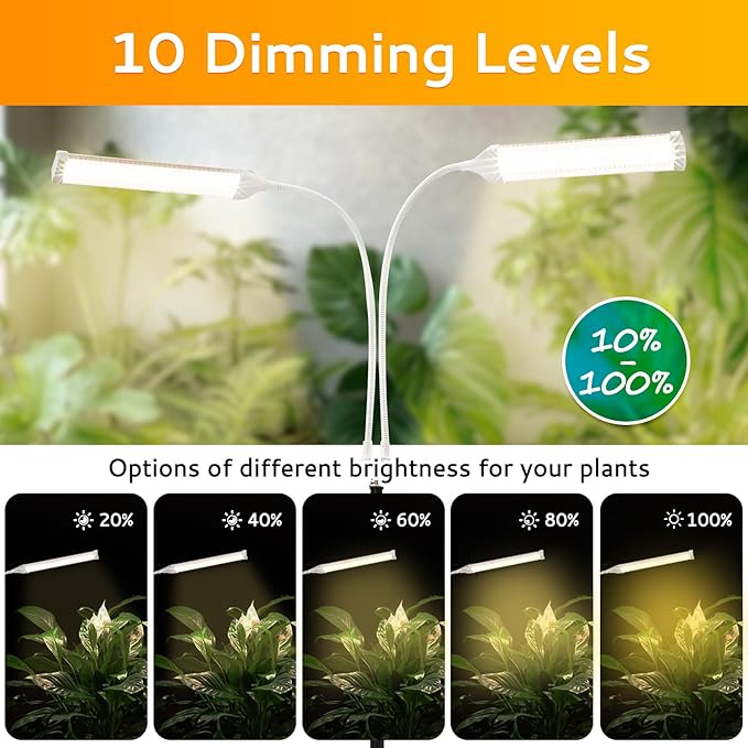 Secefeao Grow Lights for Indoor Plants Full Spectrum, LED Plant Light with Stand, Adjustable Height, Plant Grow Lights with Auto 4/8/12/H Timer for Indoor Tall Plants(210 LEDs-White)