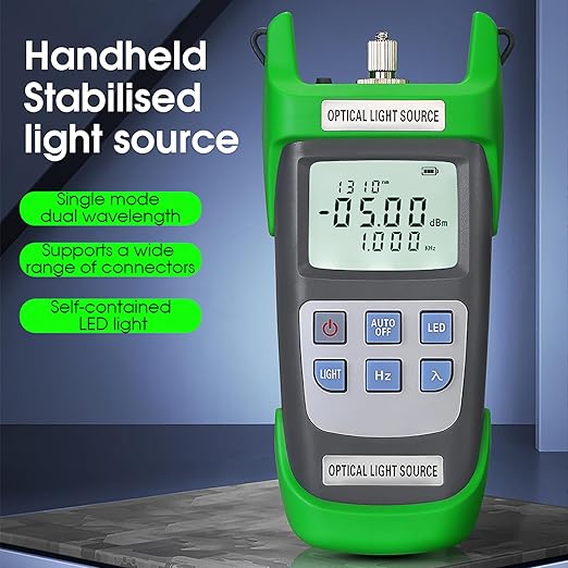 A-D1315 Optical Light Source, Optical Fiber Tester Single Mode Dual Wavelength 1310nm 1550nm 270Hz 1000Hz 2000Hz SC/FC/ST/LC Interface Fiber Optic Light Source with LED Lighting with LC Adapter