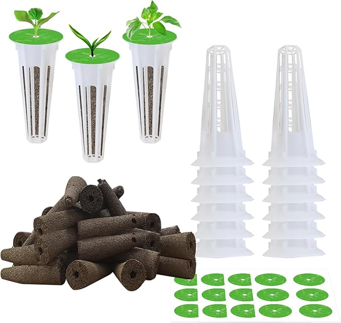 Hydroponic Supplies Accessories for Aerogarden Pods, Seed Pods Kit with 12pcs Grow Sponges, 12Grow Baskets, 24pcs Labels, Seed Starter Pods for Hydroponic Growing System