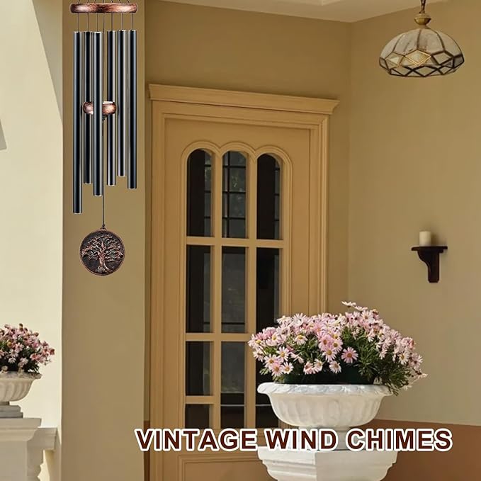 Gabzart Wind Chimes for Outside, Vintage Tree of Life Deep Tone Wind Chime Outdoor Clearance, Memorial/Festivals/Birthday Gift for Mom Dad Women Grandma, Garden Porch Patio Decor (32" Tree of Life)