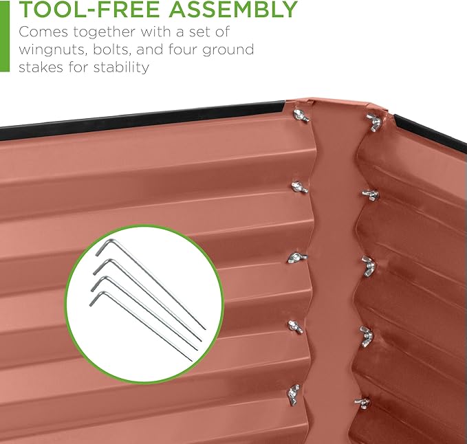 Best Choice Products 6x3x2ft Outdoor Metal Raised Garden Bed, Deep Root Box Planter for Vegetables, Flowers, Herbs, and Succulents w/ 269 Gallon Capacity - Terracotta