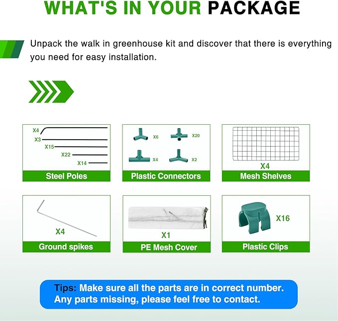 Yesker Greenhouse 57"x29"x77" Walk in Green House - Large Outdoor/Indoor Greenhouses with 4 Shelves Waterproof PE Cover & Windows, Portable Greenhouse Kit for Winter Backyard Gardening Patio, White