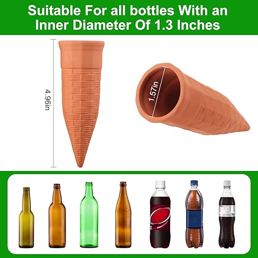 Terracotta Watering Spikes 12 Pack Plant Watering Devices Wine Bottle Automatic Plant Waterer for Vacations, Self Watering Stakes for Indoor Outdoor Plants