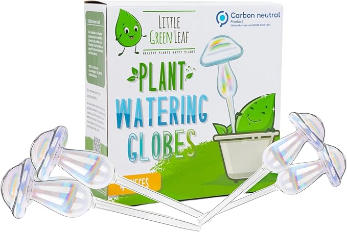 Automatic Plant Watering Globes Self Watering Planter Inserts (Set of 4) | Hands Free Clear Mushroom Glass Bulbs | Planter Spikes to Support Indoor & Outdoor Plant Health (180ml)