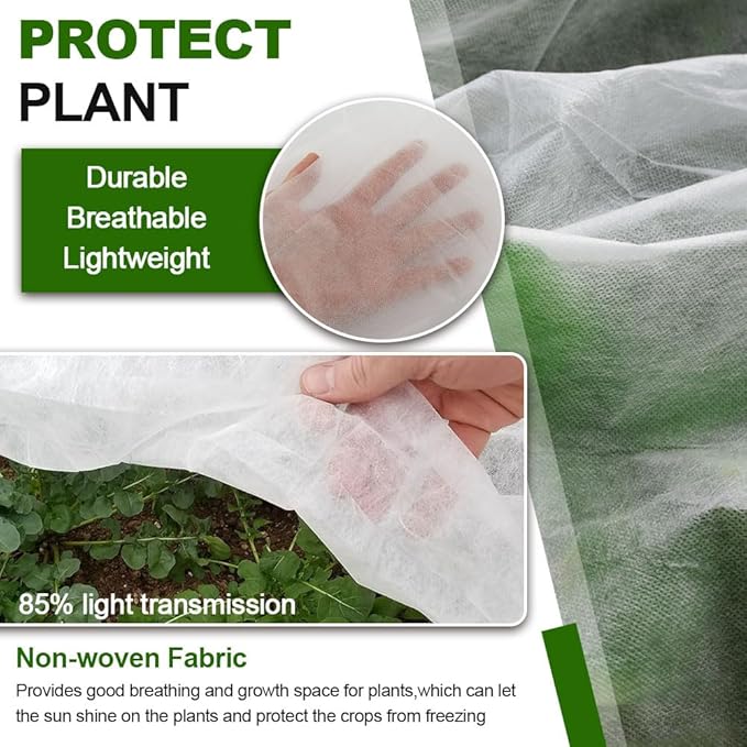 Rsyuanyi Plant Covers Freeze Protection 10 ft x 50 ft - Frost Blankets for Outdoor Plants, Durable Garden Cloth for Winter Frost & Sun Protection