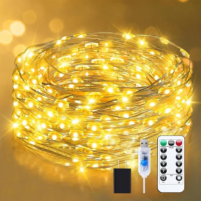 Fairy Lights Plug in, 73ft 200 LED Indoor Outdoor String Lights,Twinkle String Lights for Bedroom with Remote and Timer 8 Modes Starry Lights DIY Wedding Christmas Decoration Warm White