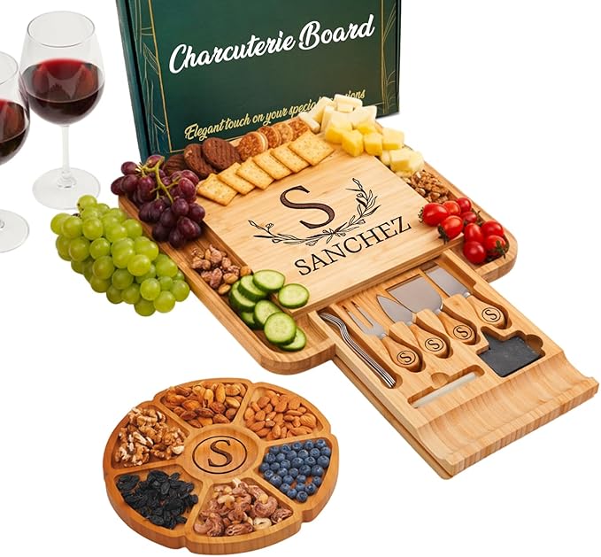Personalized Charcuterie Board for Christmas 2025 Gifts, Custom Engraved Wood Cheese Board for Couples, Unique Wedding, Engagement, Anniversary, Bridal Shower & Housewarming Gift, Custom Serving Tray