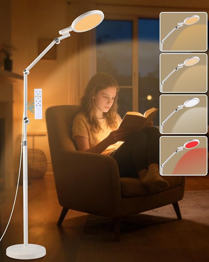 Finezeal Light Therapy Floor Lamp - 11000 Lux Full Spectrum Sun Lamp, 9 Color Temperature & 670nm Red Light, Touch/Remote Control(Need Pairing), 10 Brightness Levels LED Sunlight Lamp for Home Office