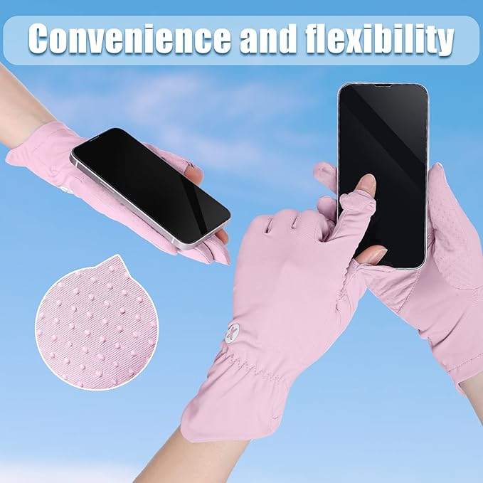 Loopeer 2 Packs Women Sun Protection Driving UV Gloves Full Finger Touchscreen Non Slip Breathable Summer Outdoor Gloves