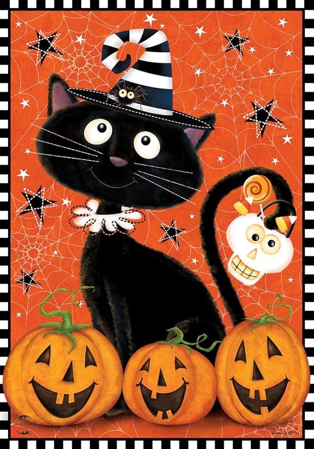 Briarwood Lane Black Kitty Halloween Garden Flag