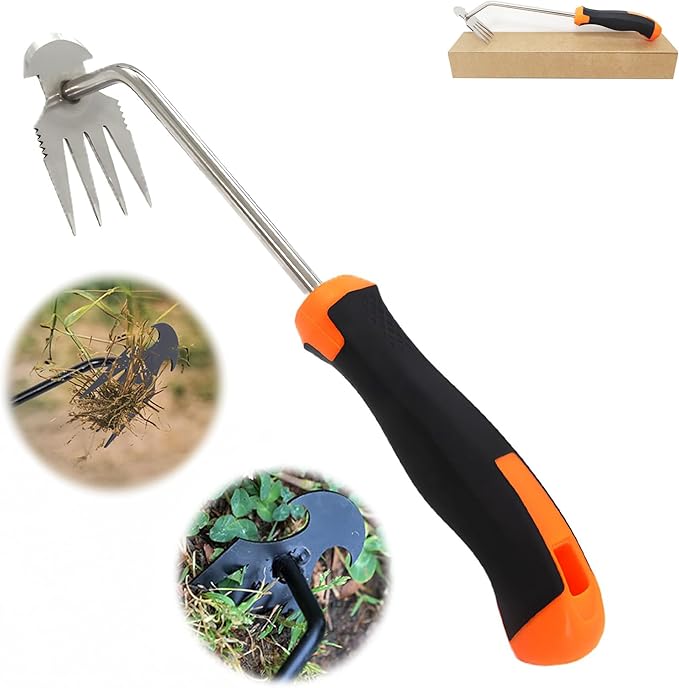 BUT FLY Hand Weed Puller Dual-Action 4-Claw Weeder with Ergonomic Grip Garden Tool for Efficient Root Removal Precision Weed Extraction Ideal for Garden Enthusiasts