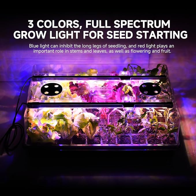 120 Cells Seed Starter Trays with Grow Lights, Color Change Grow Lights for Seed Starting Kit, 3 Timming Set, Indoor Plant Growing Kit for Gardeners, Germination Trays Kits, Gardening Gifts